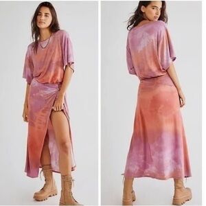 Free People Maxi Dress in Pink and Orange size S